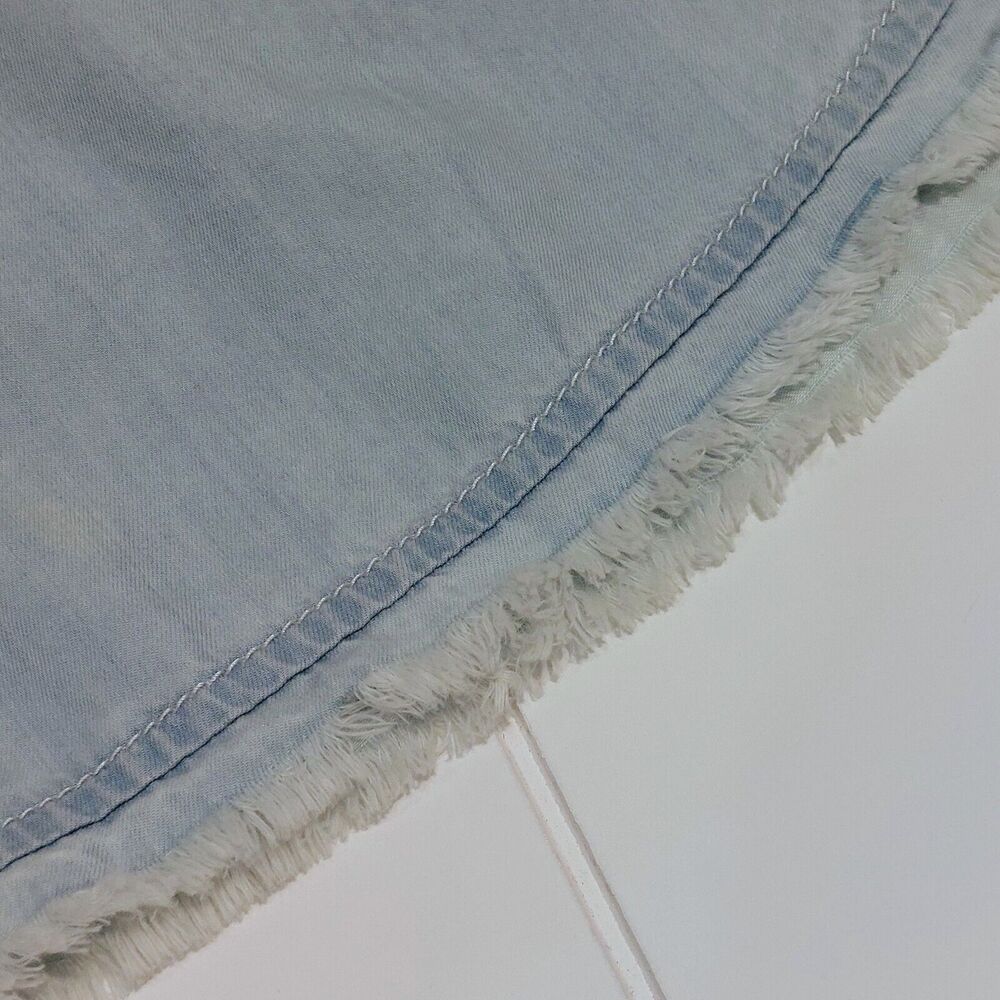 Caslon Women's Medium Chambray Shirt Dress Blue Drawstring Waist Mini Relaxed - Picture 9 of 9